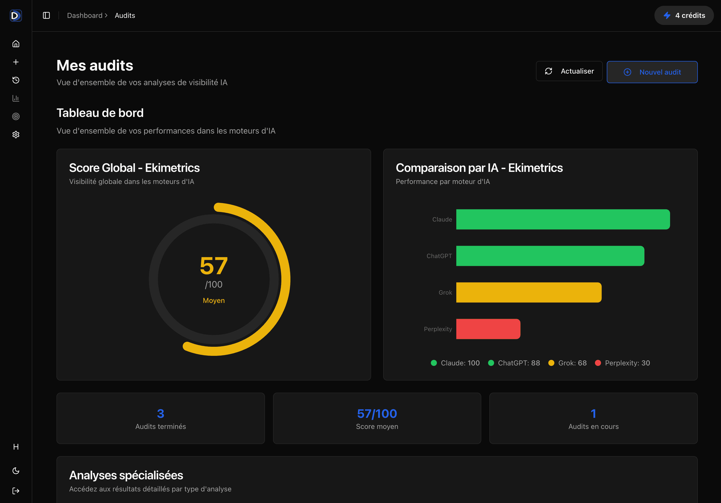 Interface de l'application DiFuzed - Outil d'audit GEO automatisé pour l'optimisation des moteurs de recherche IA